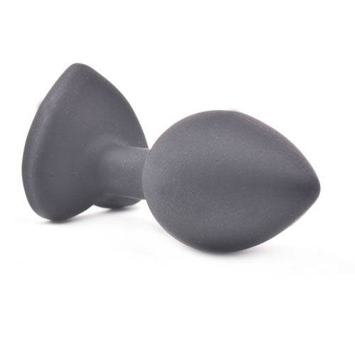 Black heart-shaped diamond base butt plug by Various Toy Brands, featuring a sleek design and smooth finish.