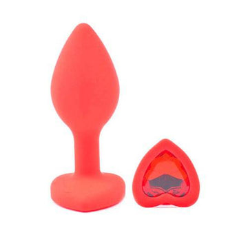 Red heart-shaped butt plug with a diamond base by Various Toy Brands, showcasing a sleek design and smooth finish.