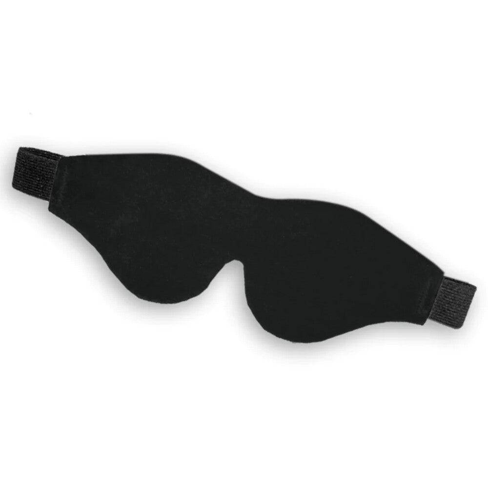 Soft black blindfold from Sportsheets, featuring comfortable fabric and adjustable straps for a secure fit.