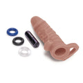 Size Up silicone vibrating realistic 1-inch extender with textured surface and flexible design for enhanced pleasure.