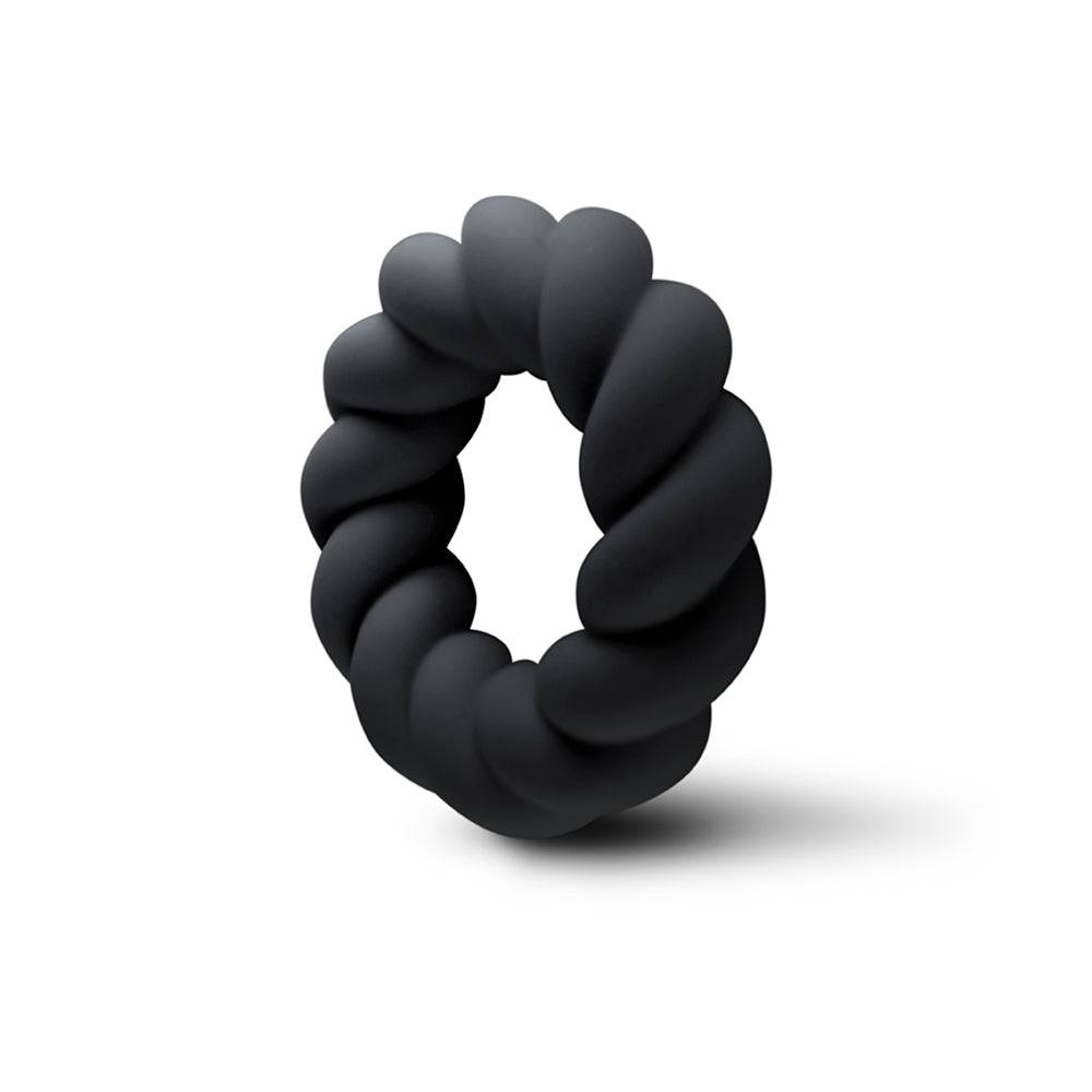 Rocks Off Twist Cockring in black, featuring a flexible design for enhanced comfort and stimulation.