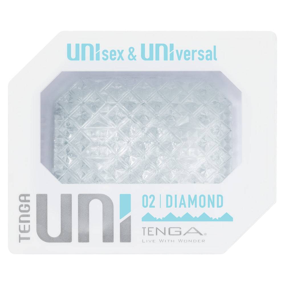 Tenga UNI Diamond Sleeve Masturbator with unique diamond texture and ergonomic design for enhanced pleasure.