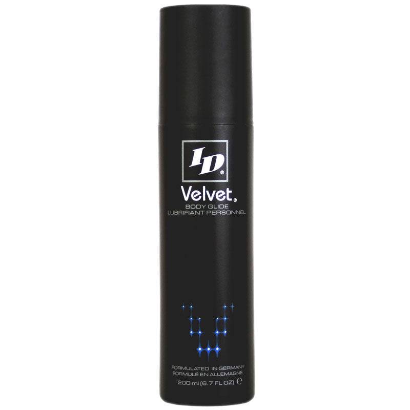 ID Lube Velvet 6.7 oz personal lubricant bottle with a sleek design and easy-to-use cap.