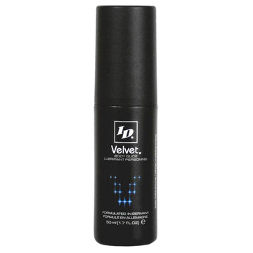 ID Lube Velvet 1.7 oz lubricant bottle with a sleek design and easy-to-use flip cap.