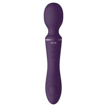 Shots Toys Vive Enora double-ended rechargeable wand in purple with sleek design and textured surface.