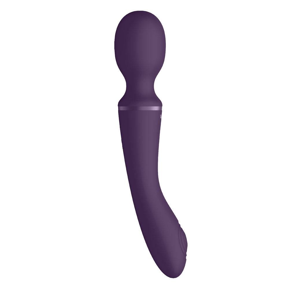 Shots Toys Vive Enora double-ended rechargeable wand with sleek design and purple color on a white background.