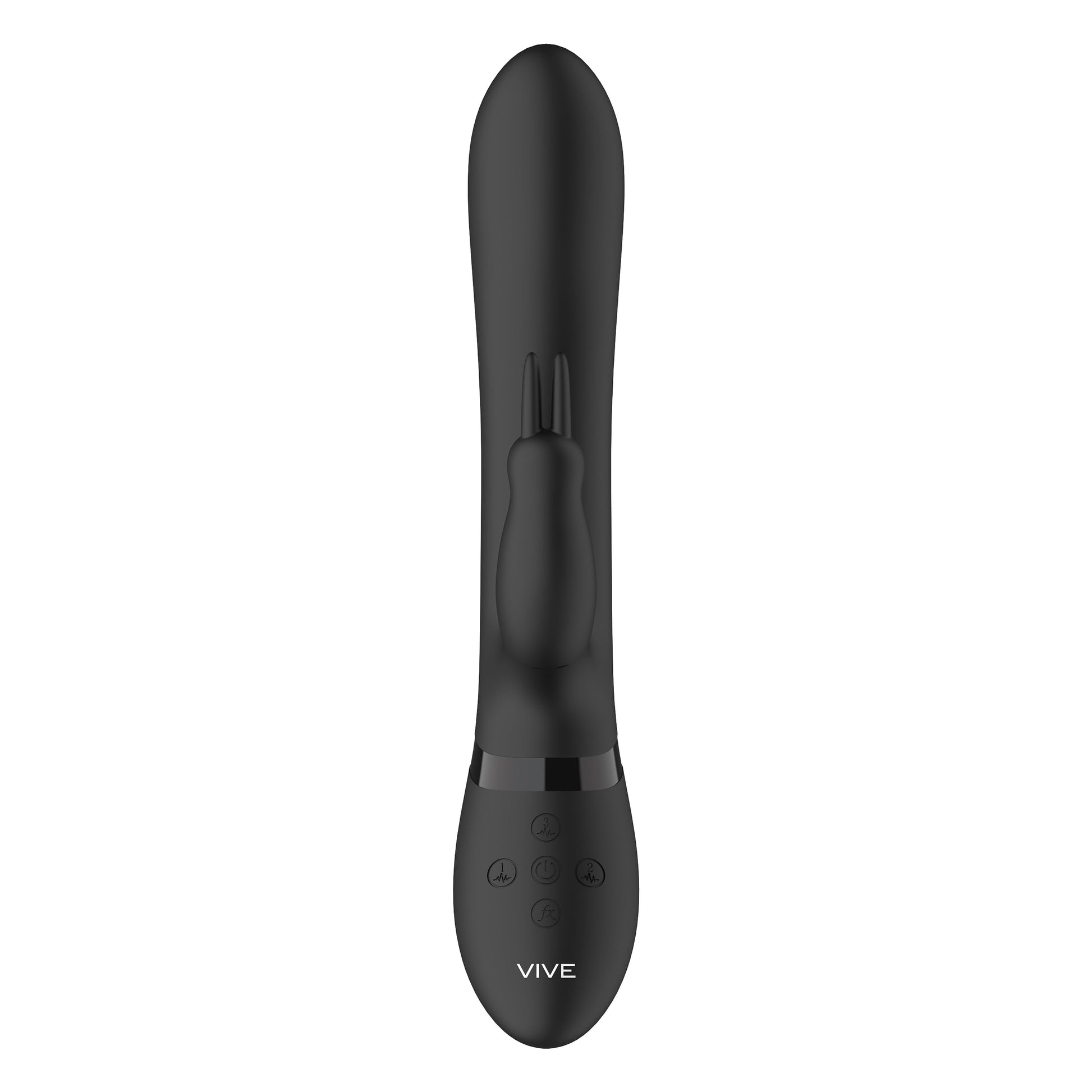 Vive Amoris black rabbit vibrator with stimulating beads from Shots Toys, showcasing its elegant design and features.