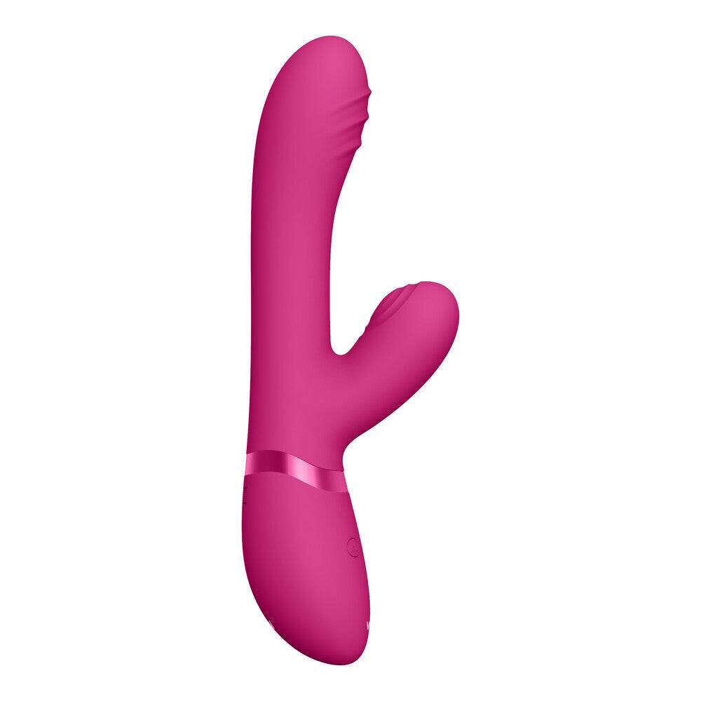 Shots Toys Vive Tani Fingerrörelse vibrator in pink with pulsing wave feature, showcasing a sleek and ergonomic design.
