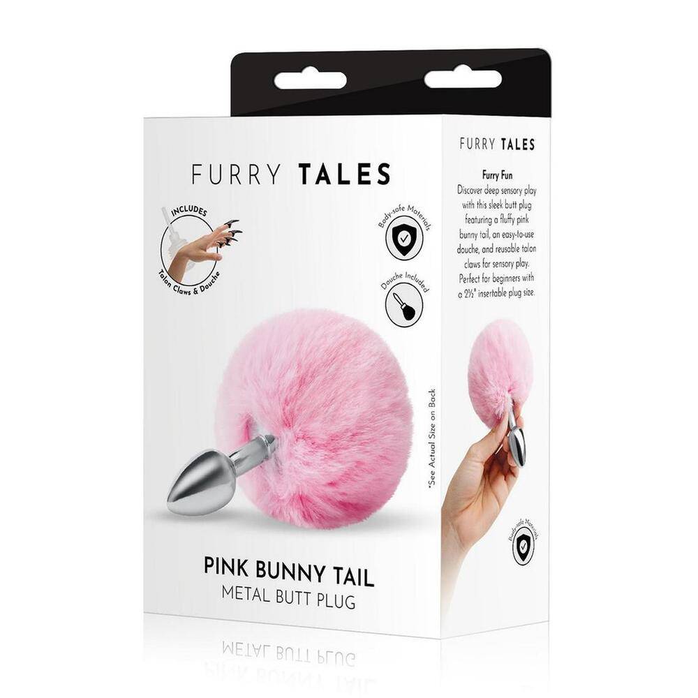 Whipsmart pink bunny tail butt plug with soft fur and a tapered silicone design for playful intimate experiences.