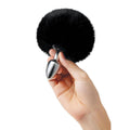 Whipsmart furry tales svart kaninsvans butt plug with a soft, fluffy tail and sleek design for playful exploration.