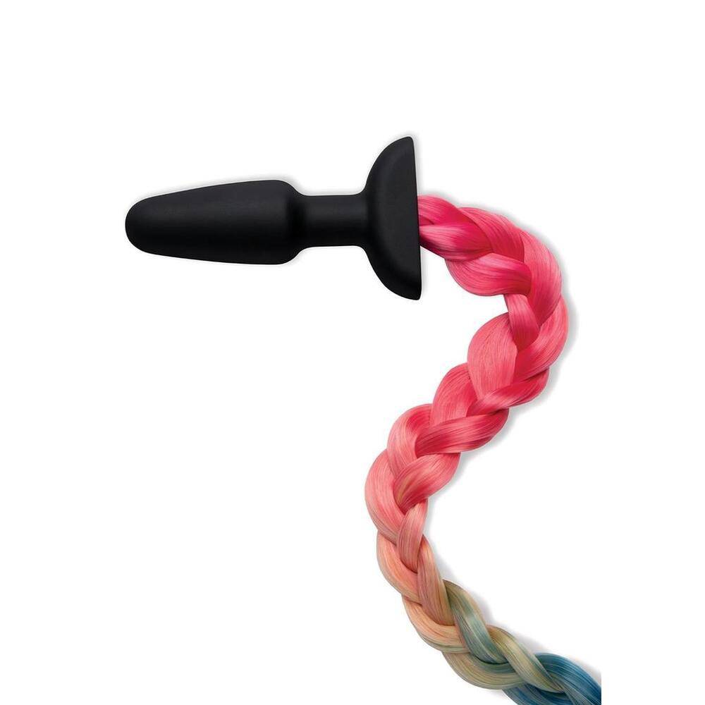 Whipsmart Furry Tales Rainbow Tail Butt Plug with colorful faux fur and a sleek, shiny plug design.