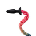 Whipsmart Furry Tales Rainbow Tail Butt Plug with colorful faux fur tail and sleek silicone plug design.