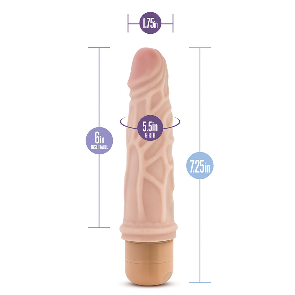 Blush Novelties Dr. Skin Cock Vibe 3, 7.25-inch vibrating realistic dildo in skin tone with textured surface.
