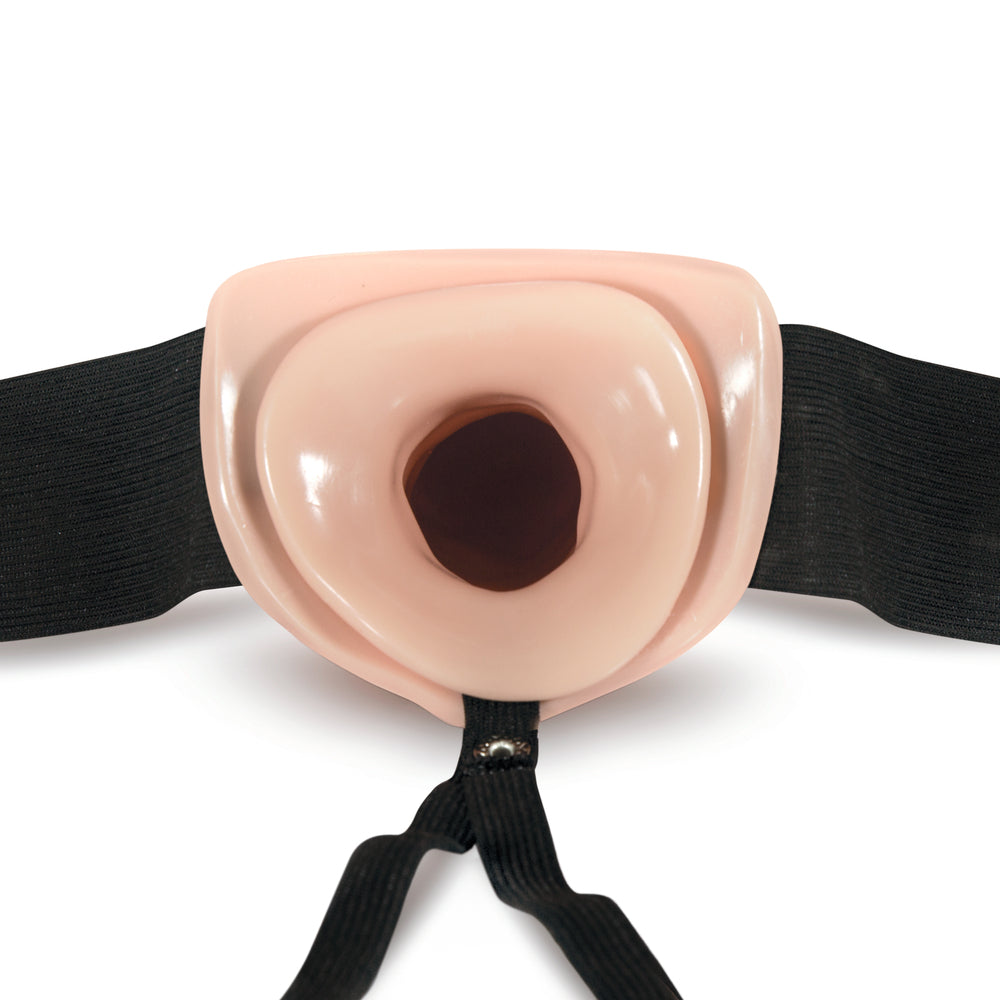 Blush Novelties Dr. Skin 6-inch hollow strap-on in vanilla color, showcasing realistic texture and design.