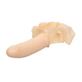 California Exotic Accommodator face strap-on dildo in flesh color, featuring a realistic design and adjustable straps.