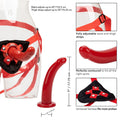 California Exotic Sophias Red Rider Strap On Dildo with realistic design and harness for enhanced pleasure.