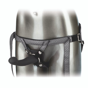 California Exotic Royal Vibrating Set featuring a strap-on and vibrating probe in a sleek design.