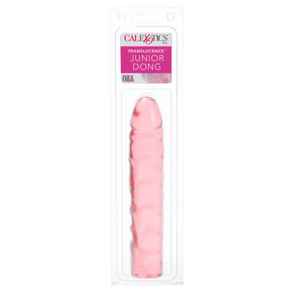 California Exotic Translucence Junior Dong in pink, featuring a realistic shape and smooth texture for enhanced pleasure.