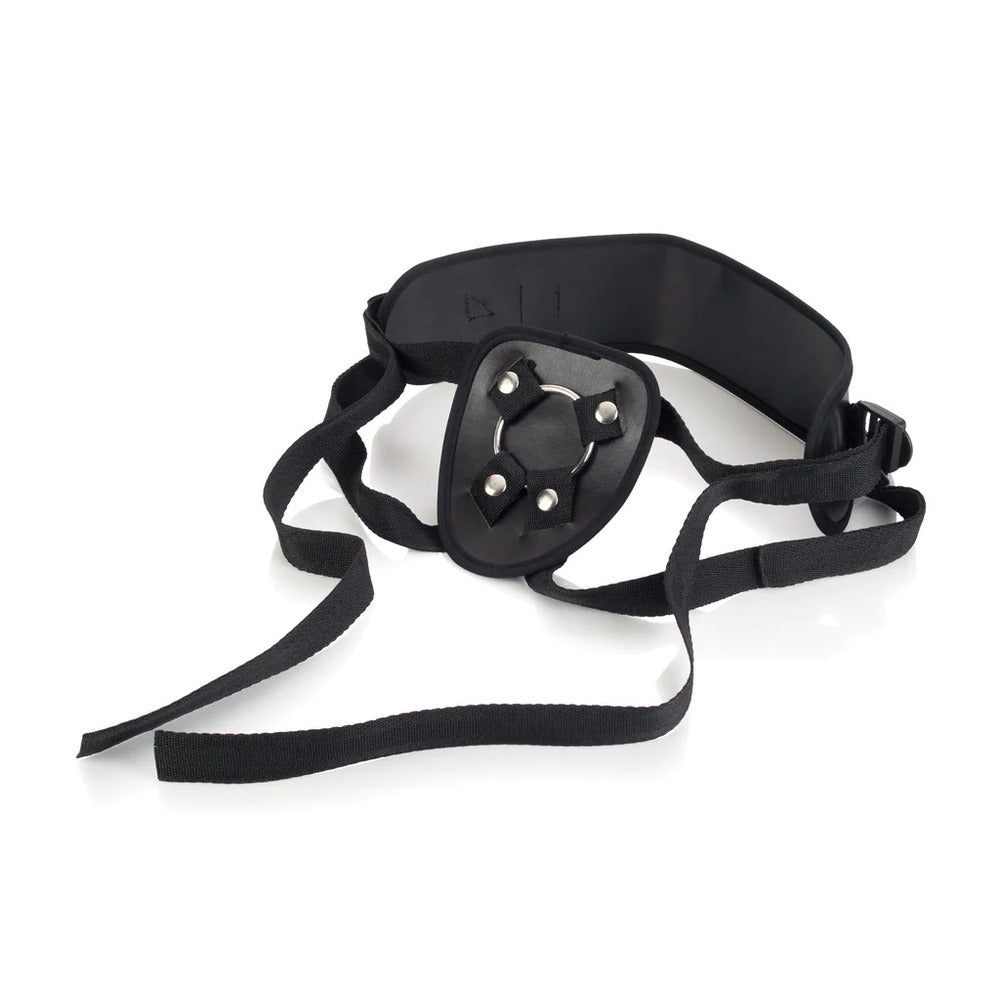 California Exotic Universal Love Rider adjustable strap on harness with sleek design and comfortable fit.