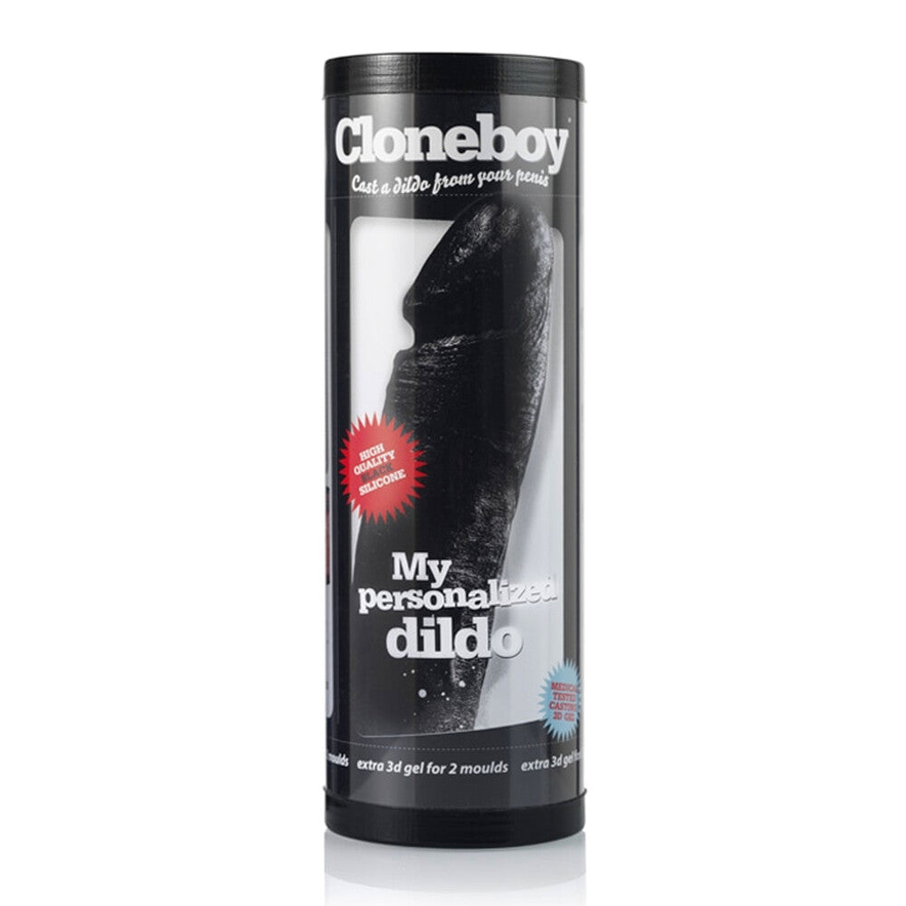 Cloneboy personal black dildo mold kit with detailed instructions and components for creating a custom product.