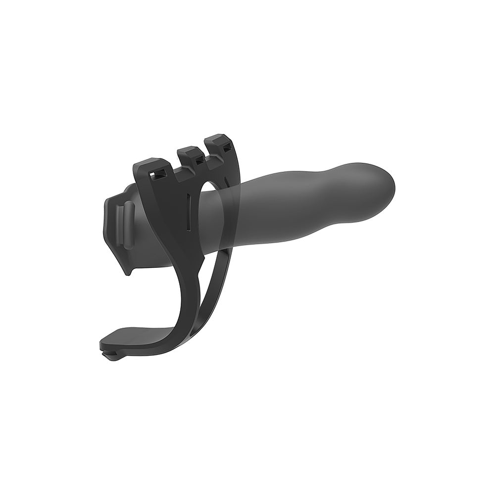 Doc Johnson Be Ready Hollow Strap On in black with realistic design and adjustable straps for versatility.