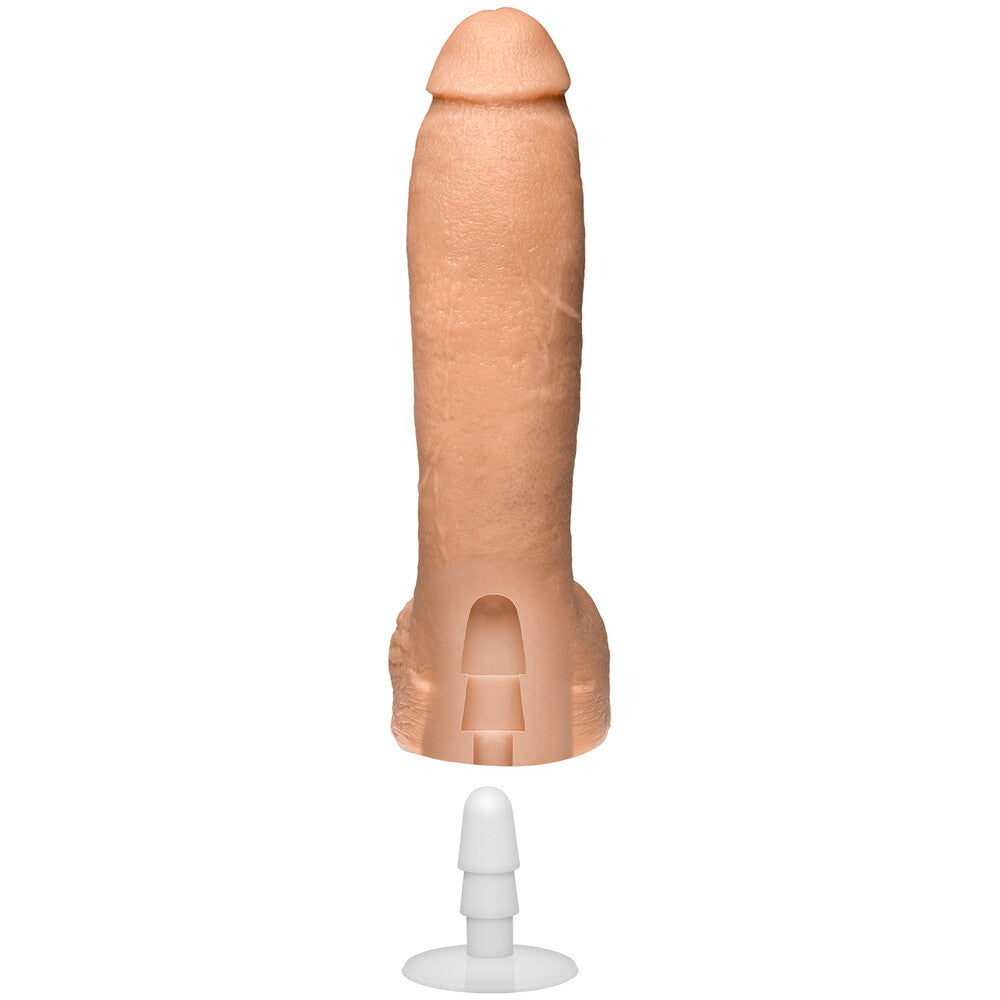 Doc Johnson Jeff Stryker 10-inch realistic dildo with detailed texture and lifelike design on a neutral background.