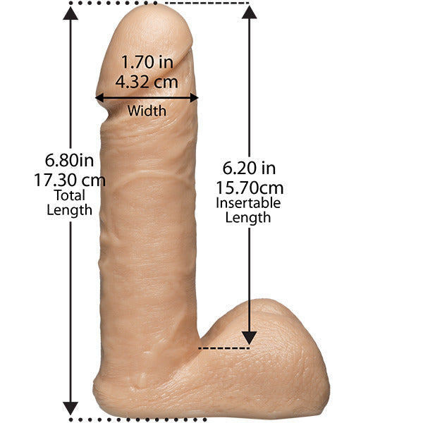 Doc Johnson VacULock 6-inch realistic dildo accessory with textured surface and lifelike details in a neutral background.
