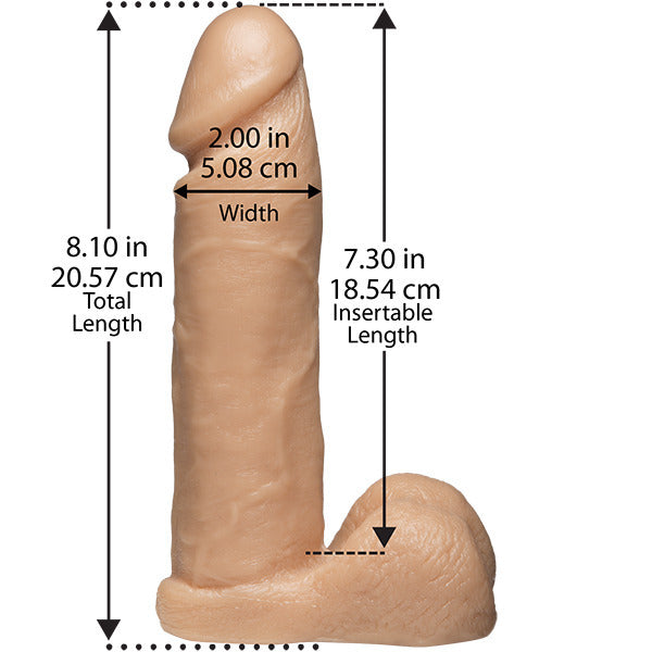 Doc Johnson VacULock 8-inch realistic dildo with ultra suction base, showcasing detailed texture and lifelike design.