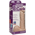 Doc Johnson VacULock 8-inch realistic penis accessory in flesh pink color, showcasing lifelike details and texture.