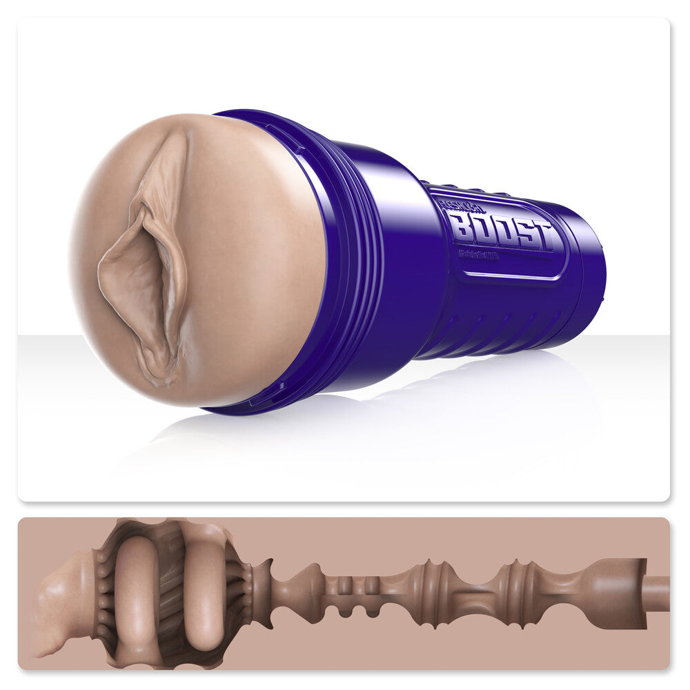 Fleshlight Boost Bang Masturbator featuring a realistic texture and ergonomic design for enhanced pleasure.