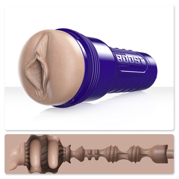 Fleshlight Boost Bang Masturbator featuring a realistic texture and ergonomic design for enhanced pleasure.