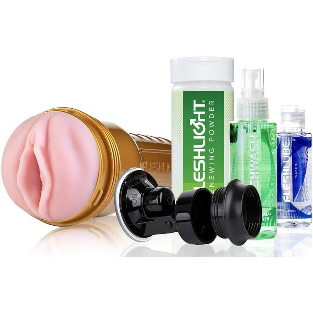 Fleshlight Stamina Värdeförpackning with realistic design and textured interior for enhanced pleasure experiences.