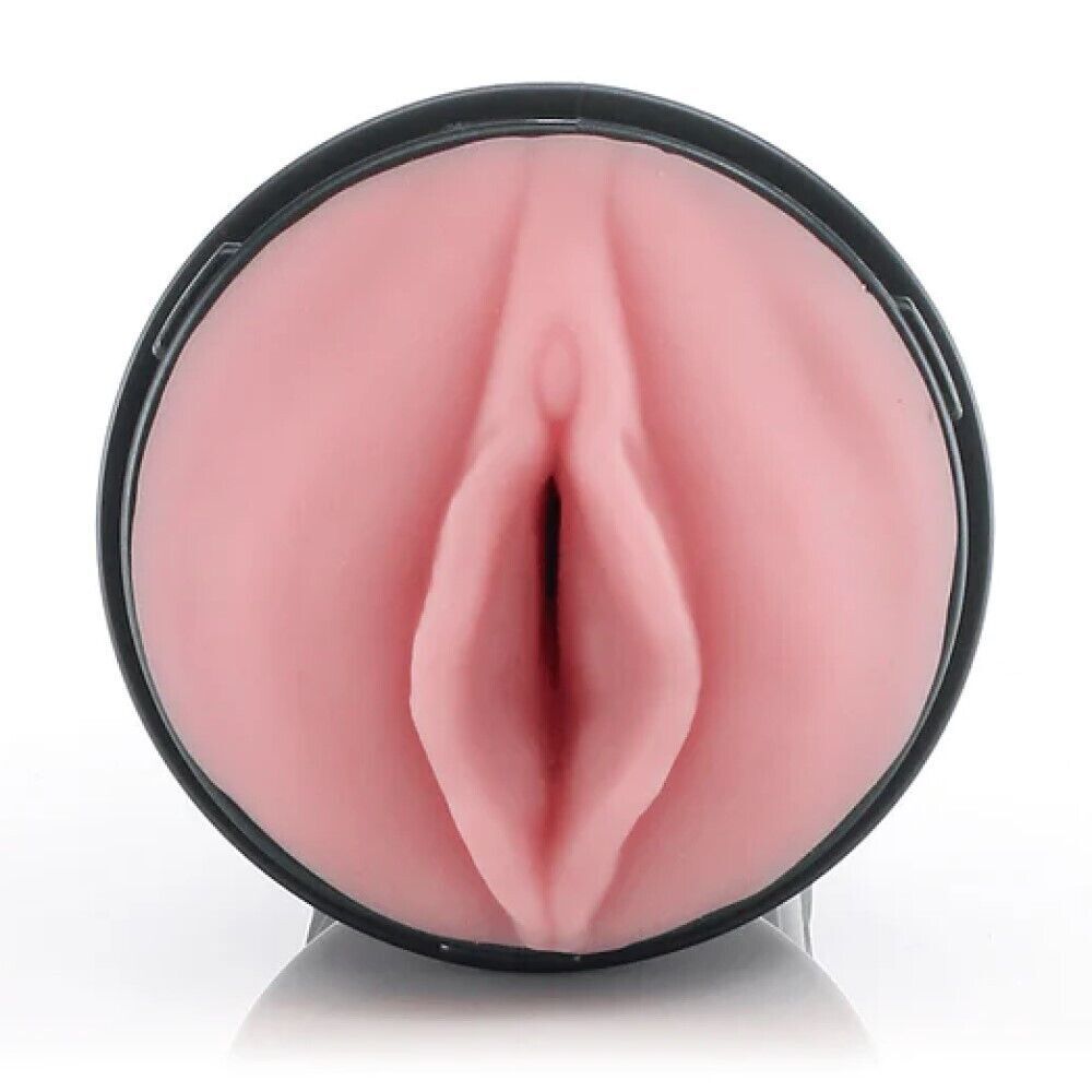 Fleshlight Vibro Pink Lady Touch masturbator with textured interior, showcasing its realistic design and soft exterior.