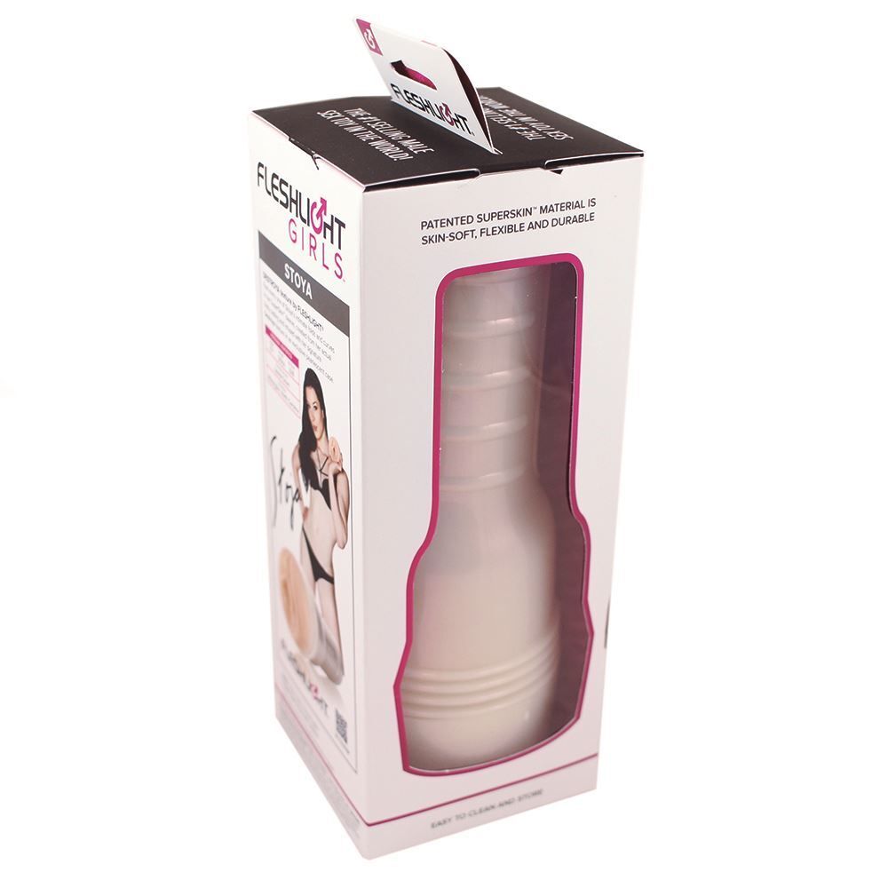 Stoya Destroya Fleshlight masturbator for girls, showcasing its realistic design and textured interior for enhanced pleasure.
