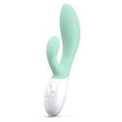 Lelo Ina 3 dual action massager in seaweed color, featuring ergonomic design and soft silicone texture.