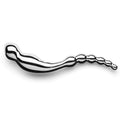 Le Wand Swerve Dildo in stainless steel with a curved design and smooth finish, ideal for intimate pleasure.