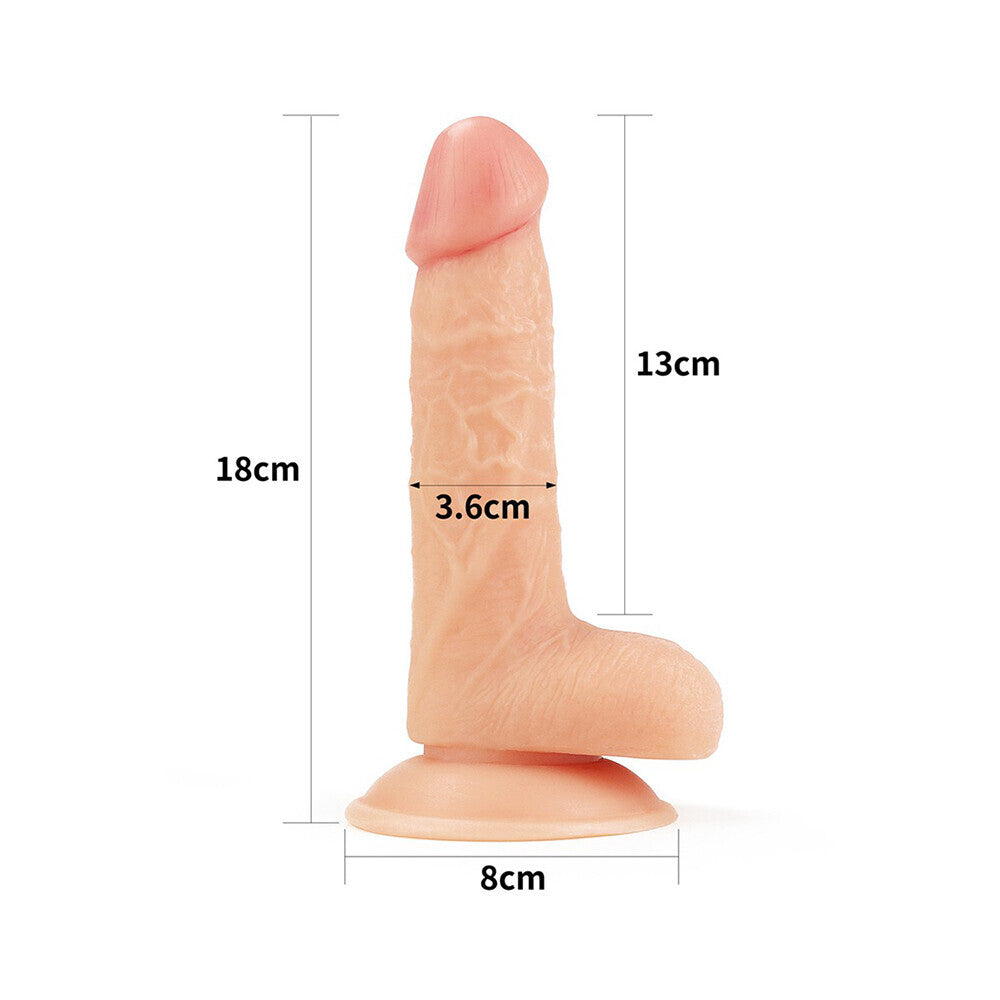 Lovetoy 7-inch Ultra Soft Dude Dildo featuring a realistic design and smooth texture in a neutral color.