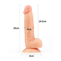 Lovetoy 8-inch ultra-soft dude dildo with realistic texture and lifelike design, showcased against a neutral background.