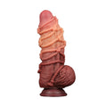 Lovetoy Extreme Dildo with textured rope pattern, showcasing realistic design and vibrant color in a detailed close-up.