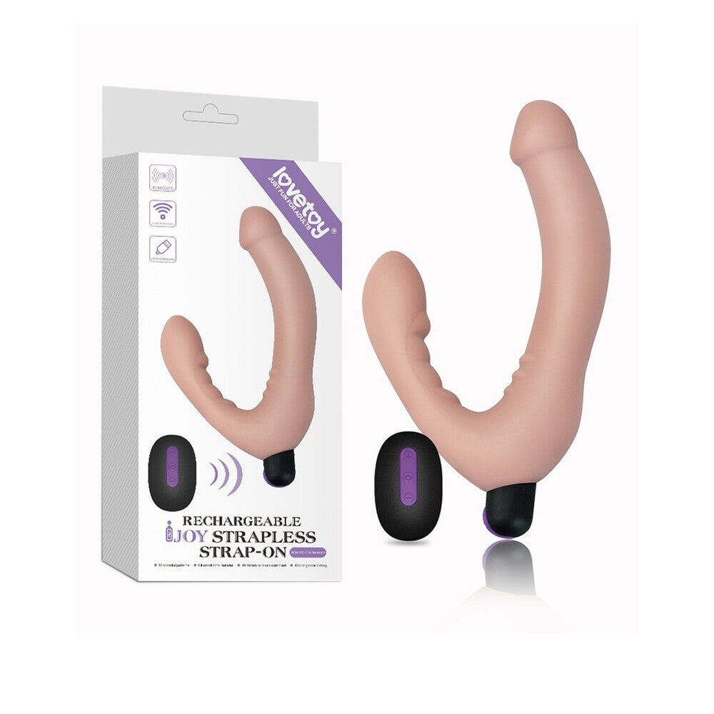 Lovetoy iJoy Strapless Strap On, featuring a sleek design with a remote control for hands-free pleasure.