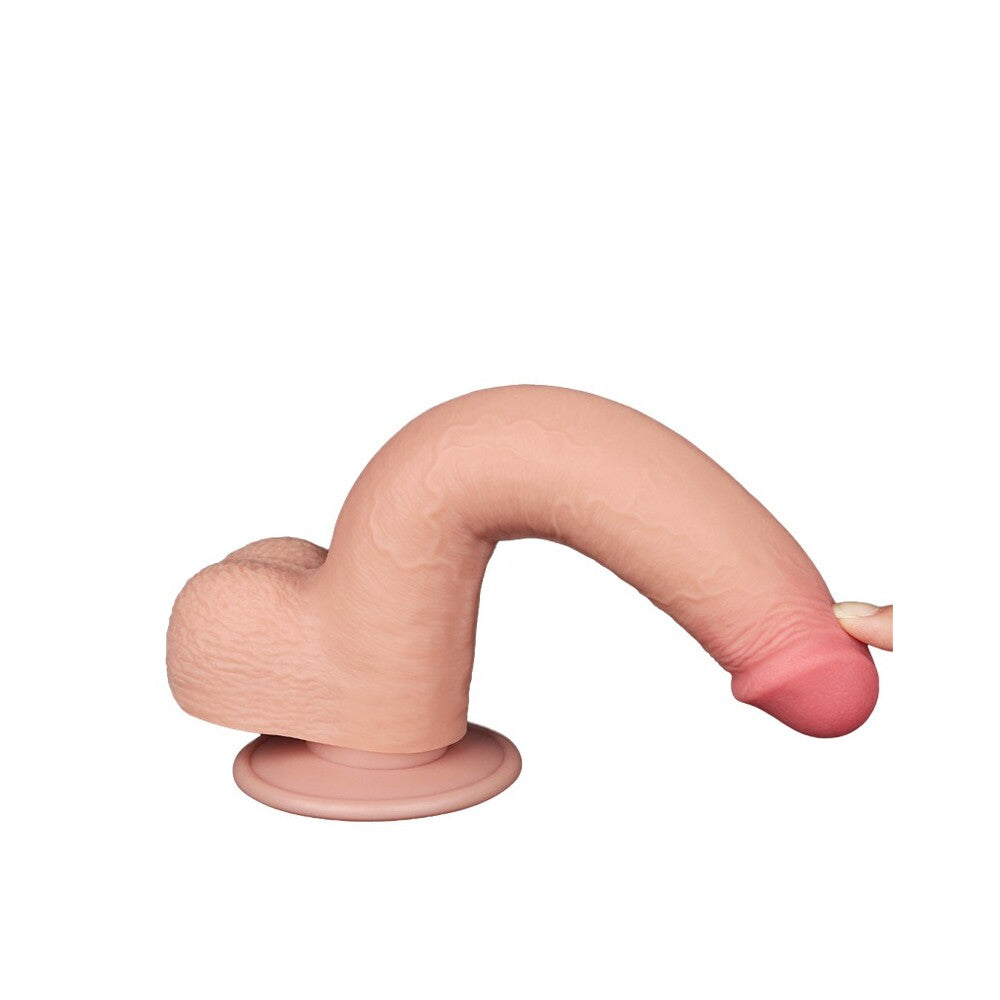 Lovetoy 9-inch curved skin dildo with a smooth finish and realistic design for enhanced pleasure.