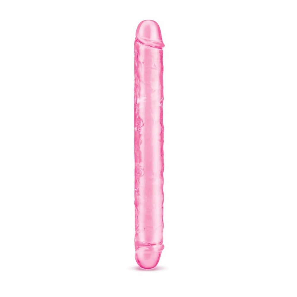 Me You Us Ultra Dubbel Dildo in pink, 12 inches long, featuring a smooth, curved design for enhanced pleasure.