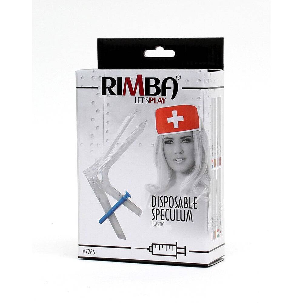 Rimba disposable speculum with smooth edges, designed for medical examinations and procedures.