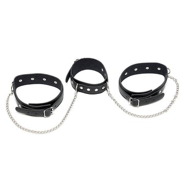 Rimba leather collar and leash set showcasing sleek black design and sturdy hardware for pets.