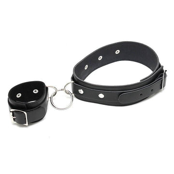 Rimba leather hand and ankle cuffs with sturdy straps and metal hardware for secure restraint.