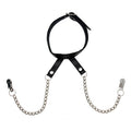 Rimba nipple clamps with neck collar, featuring adjustable chains and a sleek design for enhanced sensation.