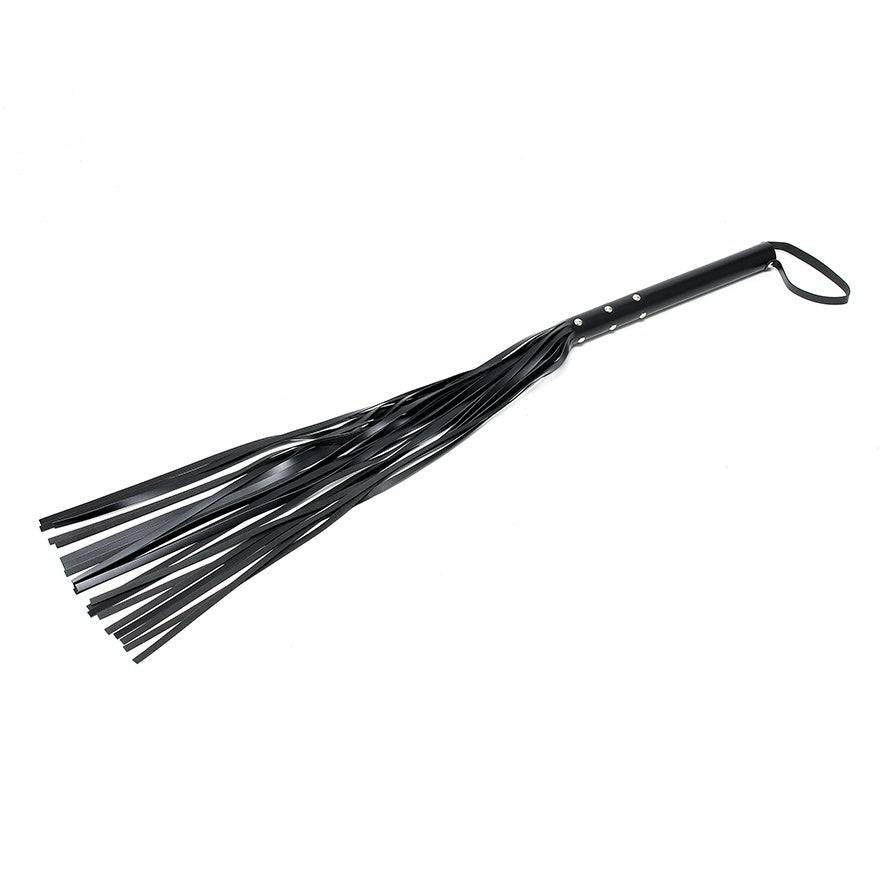 Rimba 38-inch leather whip with a braided design and sturdy handle, perfect for enhancing your play experiences.
