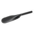 Rimba large leather paddle with a smooth, curved design and sturdy handle for impact play in a BDSM setting.