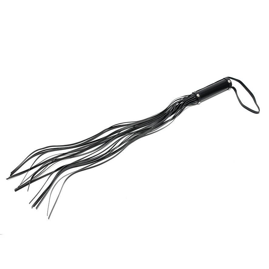 Rimba 30-inch leather whip with a sleek handle and braided design, ideal for equestrian or BDSM use.