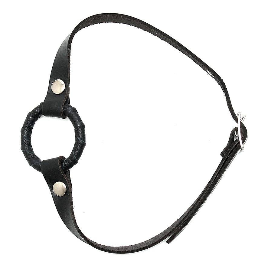 Rimba Gag with O-ring featuring a leather strap and adjustable buckle for comfortable wear.